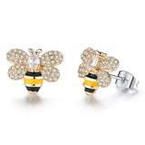 2019 New Design Cute Animal Bee Wedding Stud Earrings for Women Gold Color Bijoux Femme Free Shipping