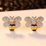 2019 New Design Cute Animal Bee Wedding Stud Earrings for Women Gold Color Bijoux Femme Free Shipping