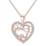 2019 New Fashion Silver / Rose Gold Color Heart Necklace AAA Cubic Zirconia Wedding/Party Jewelry Best Gifts for Valentine's Day