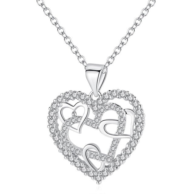 2019 New Fashion Silver / Rose Gold Color Heart Necklace AAA Cubic Zirconia Wedding/Party Jewelry Best Gifts for Valentine's Day