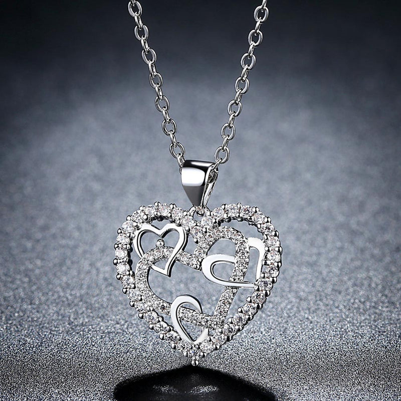 2019 New Fashion Silver / Rose Gold Color Heart Necklace AAA Cubic Zirconia Wedding/Party Jewelry Best Gifts for Valentine's Day