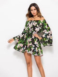 Printed One-neck Dress