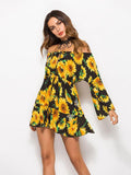 Printed One-neck Dress