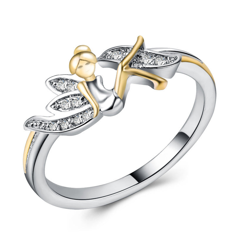 Cute angel ring female flower fairy dich ring
