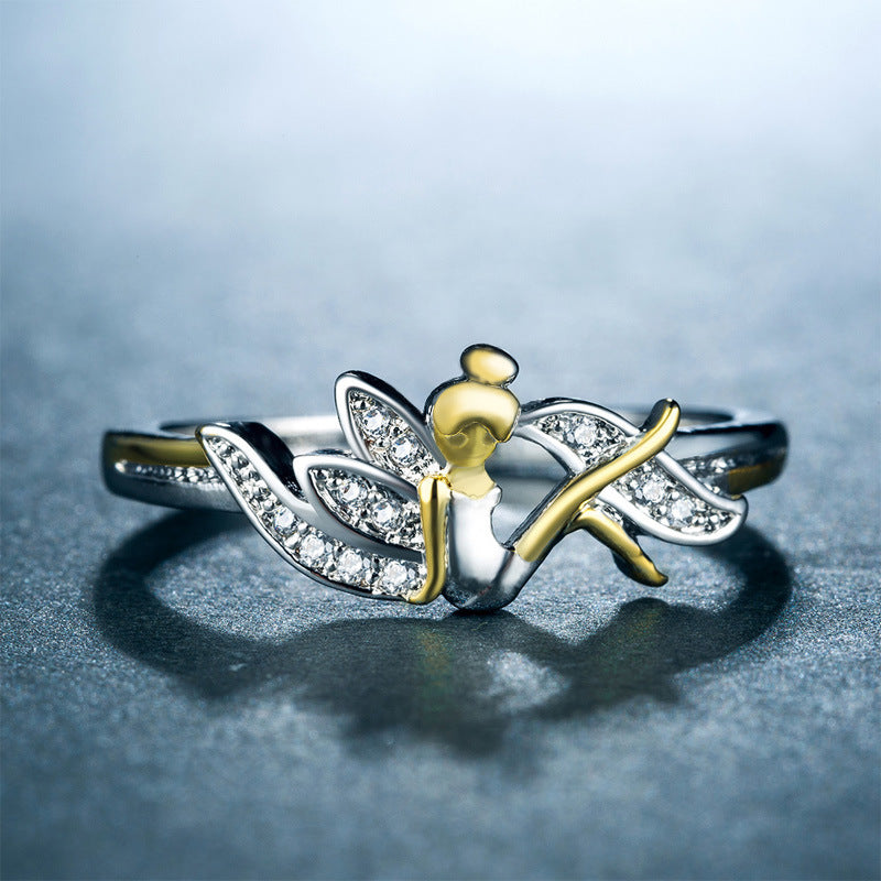 Cute angel ring female flower fairy dich ring