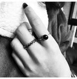 European and American fashion black agate open index finger ladies ring