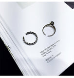 European and American fashion black agate open index finger ladies ring