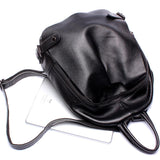 Fashion Black Genuine Leather Backpack