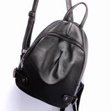 Fashion Black Genuine Leather Backpack