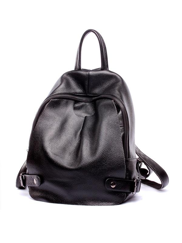 Fashion Black Genuine Leather Backpack