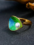 Leaf Pattern Pearl Ring