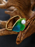 Leaf Pattern Pearl Ring