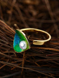 Leaf Pattern Pearl Ring