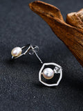 Simple Geometry Pearl Earrings