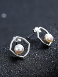Simple Geometry Pearl Earrings