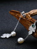 Leaf Pattern Pearl Earrings
