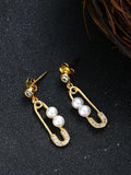 Diamond Clip Pearl Earrings