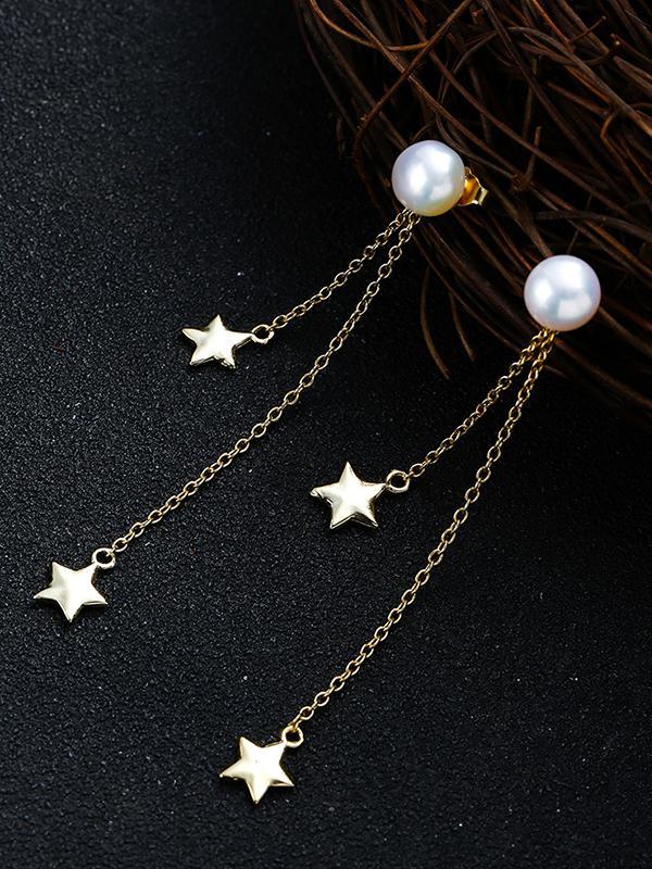 Star Pattern Long Earrings