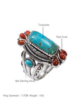 Blue Turquoise&Red Coral Ring