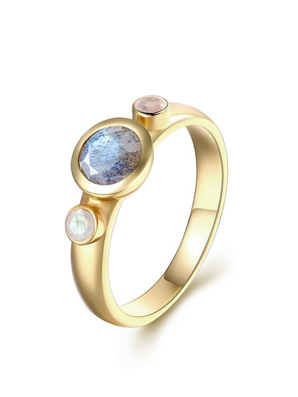 Golden Natural Moonstone Ring