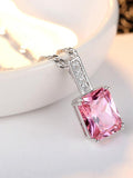 Pink Square Zirconium Necklace