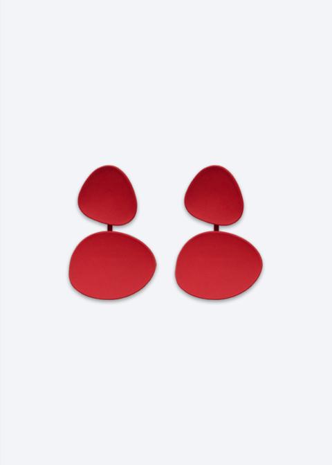 Red Irregular Hyperbolic Earrings