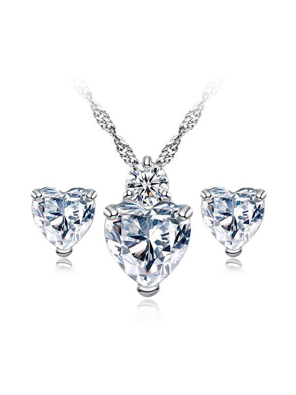 Heart Pattern Necklace&Earrrings Set