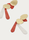 Gold Red White Long Earrings