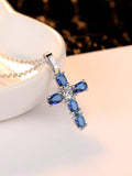 Blue Zircon Cross Necklace
