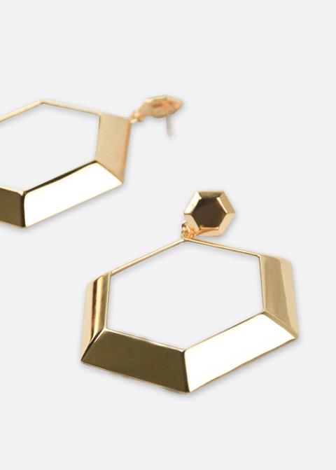 Bright Gold Hexagonal Earrings