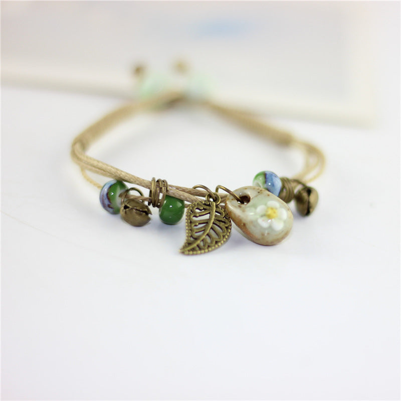 Female Mori ethnic wind hand-knitted flower bracelet