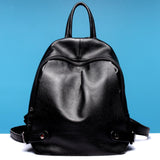 Fashion Black Genuine Leather Backpack