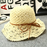 Women's rolled short short hollow beach sunhat