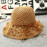 Women's rolled short short hollow beach sunhat