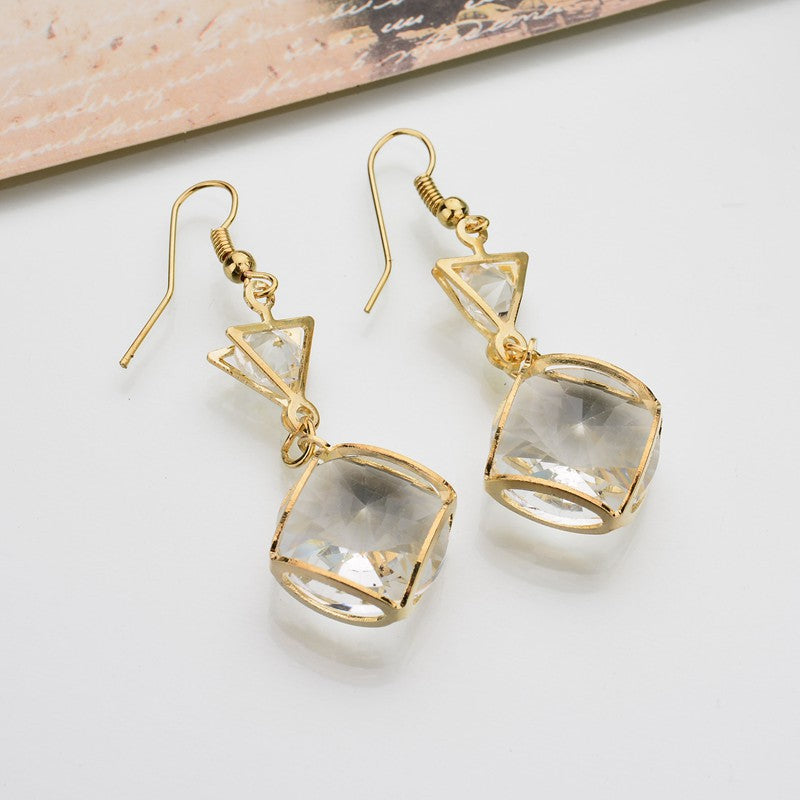 Fashion square crystal earrings