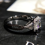 Cubic Zirconia Ring Princess Square Drill Twist Arm Micro-inlaid Zircon