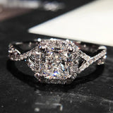Cubic Zirconia Ring Princess Square Drill Twist Arm Micro-inlaid Zircon