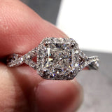 Cubic Zirconia Ring Princess Square Drill Twist Arm Micro-inlaid Zircon