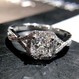 Cubic Zirconia Ring Princess Square Drill Twist Arm Micro-inlaid Zircon