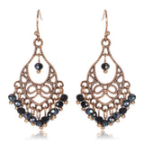 European and American fashion crystal fringed water drop hollow earrings