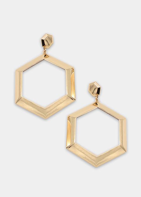 Bright Gold Hexagonal Earrings