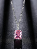Pink Square Zirconium Necklace