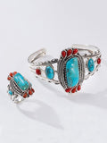 Blue Turquoise&Red Coral Ring