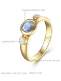 Golden Natural Moonstone Ring