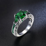 Square Drill Ring Creative Personality Ring inlaid Colorful gemstone