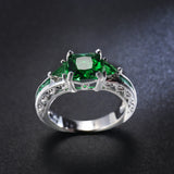 Square Drill Ring Creative Personality Ring inlaid Colorful gemstone