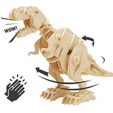 F&S Walking Trex Dinosaur 3D Wooden Craft Kit Puzzle for Kids,Sound Control Robot T-Rex Model Kits for 7 8 9 10 11 12 Year Old Boys