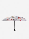 Ancient Lady with White Crane&Lotus Pattern Folding Umbrella
