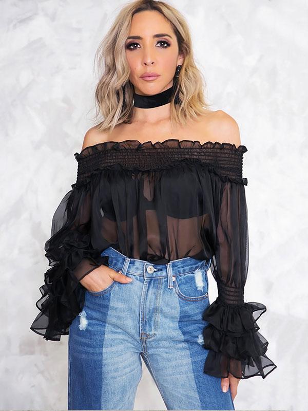 Perspective Chiffon Collar Top