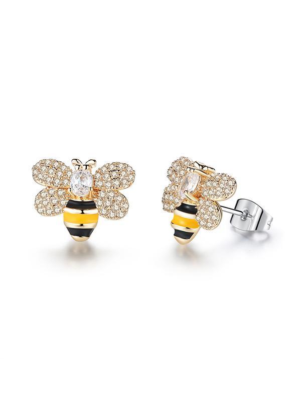 Oil-dripping Honeybee Pattern Earrings